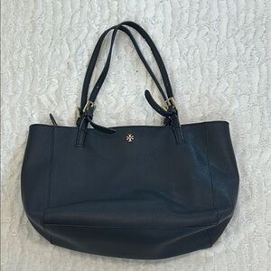 Tory Burch Dark Navy Leather York Buckle Tote Shoulder Bag